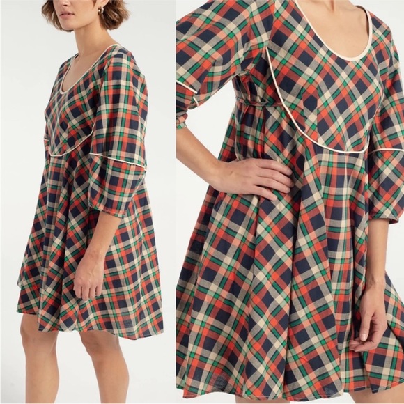 Rachel Antonoff Dresses & Skirts - Rachel Antonoff Plaid Print Pat Tent Dress Size Medium Navy Red Green